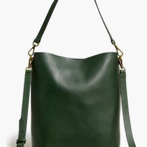 Madewell Forest Green the transport leather bucket bag